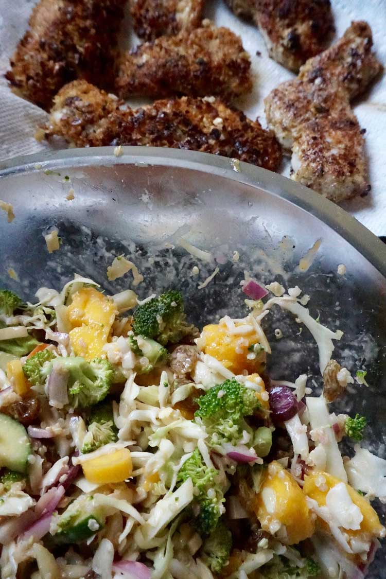 Macadamia Nut Crusted Chicken With Rainbow Crunch Salad