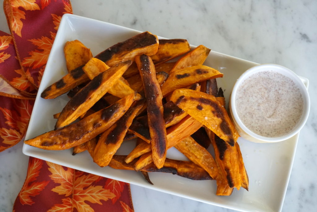 Baked Sweet Potato Fries and Maple Sauce